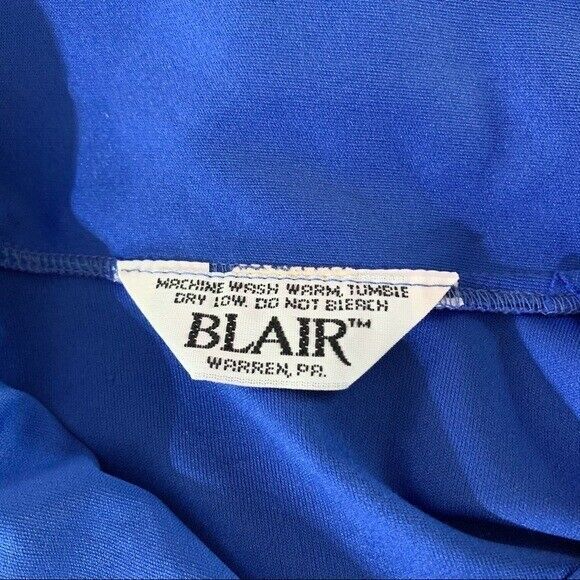 Vintage Blair Women Top Shirt Navy Blue Medium Button Down - Picture 5 of 9